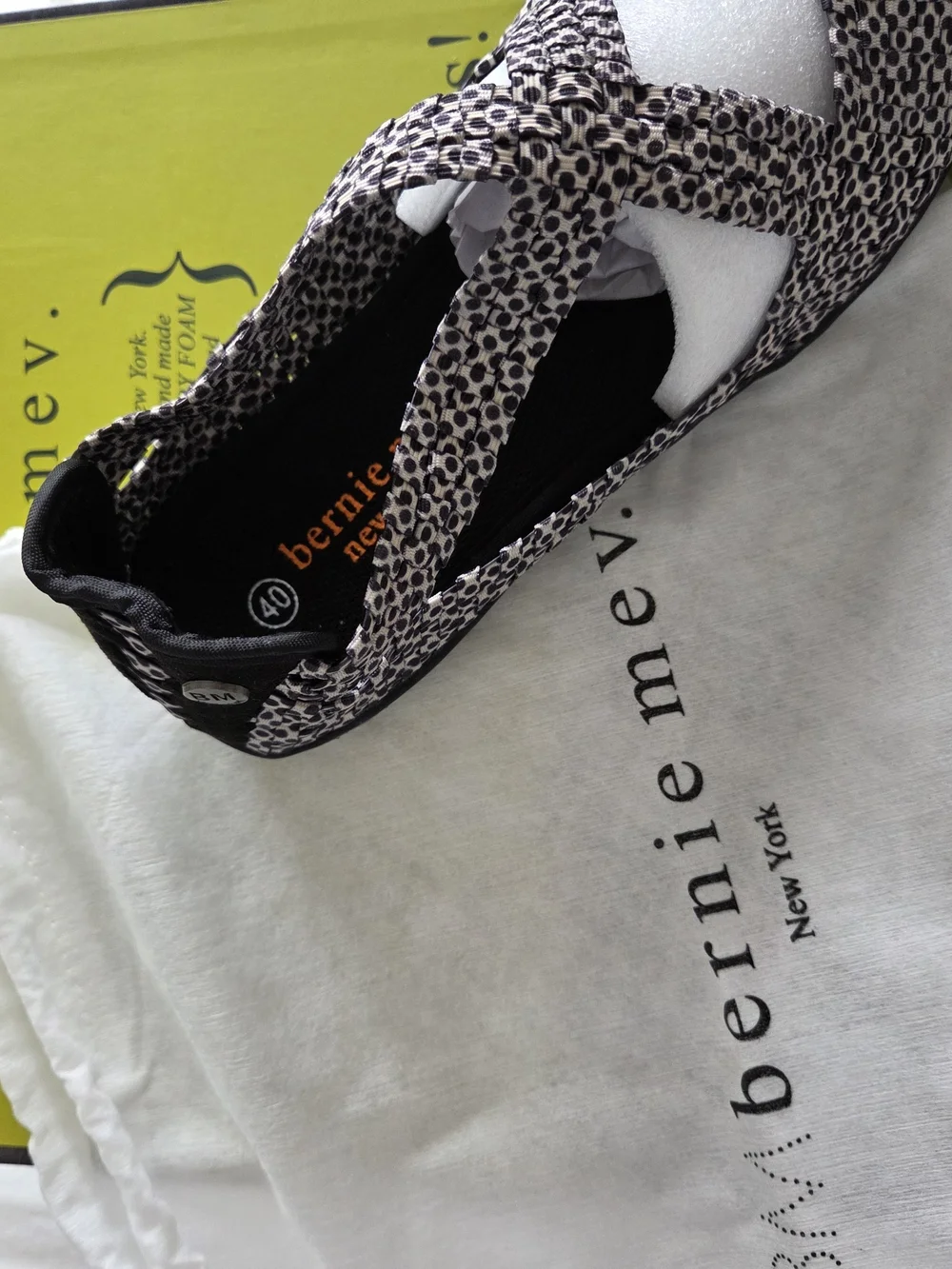 bernie mev. Print Wedge Mary Janes in Black and Cream